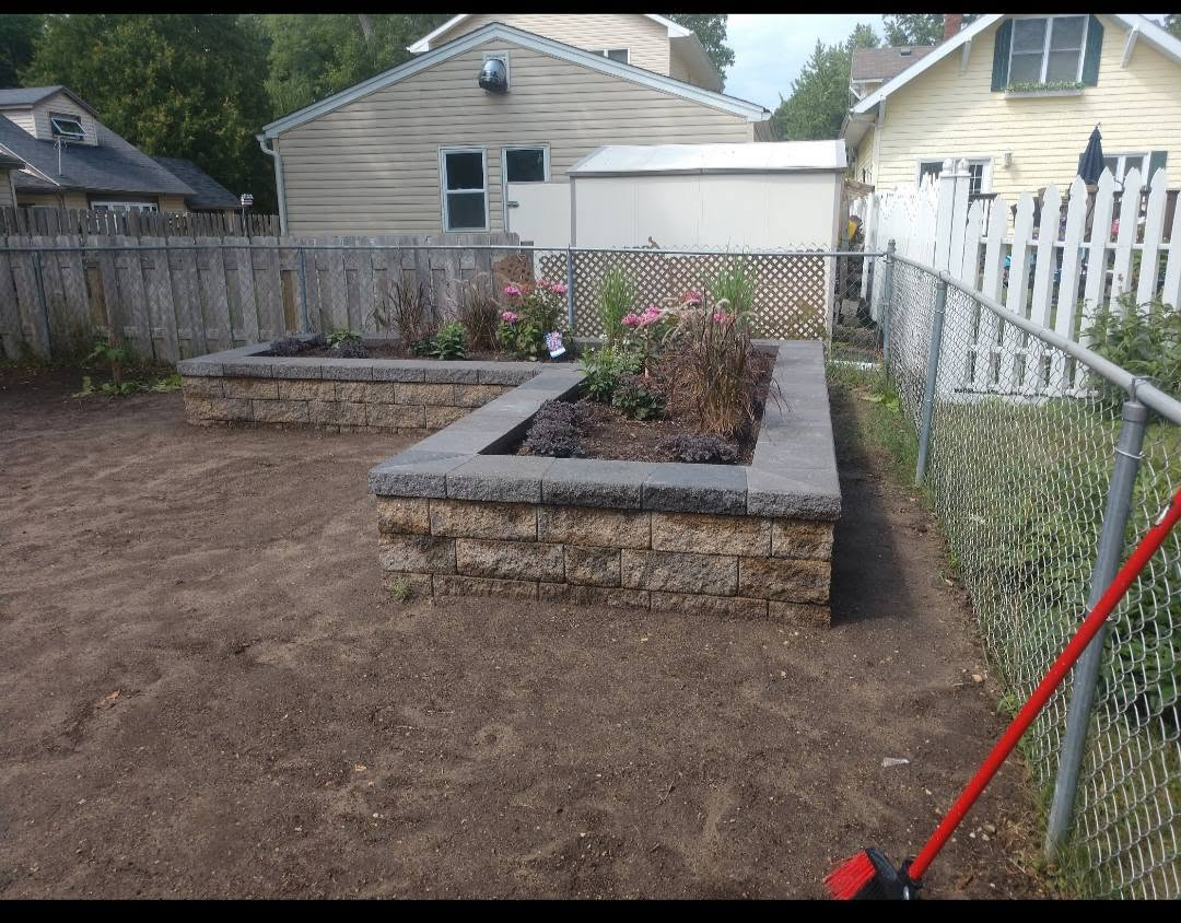 Two-tier raised stone garden beds