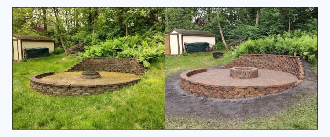 Fire pit patio before and after transformation